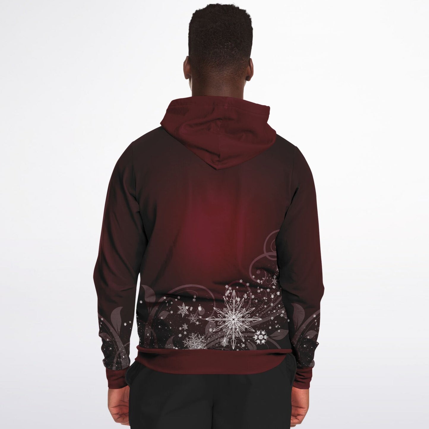 Dark Red Snowflake Zip Hoodie -ghost