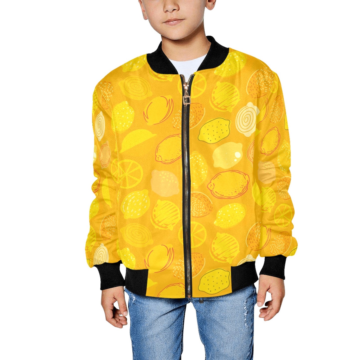 Summer Lemons Kids Bomber Jacket