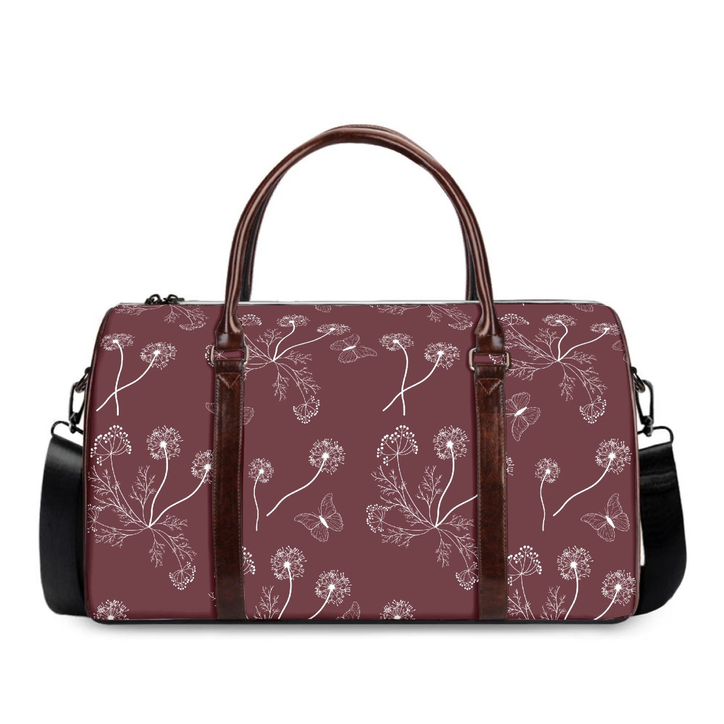 Dandelions Brow Red Travel Handbag (Small and Medium)