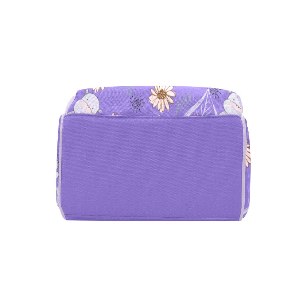 Purple Hippos Multipurpose Backpack/Diaper Bag