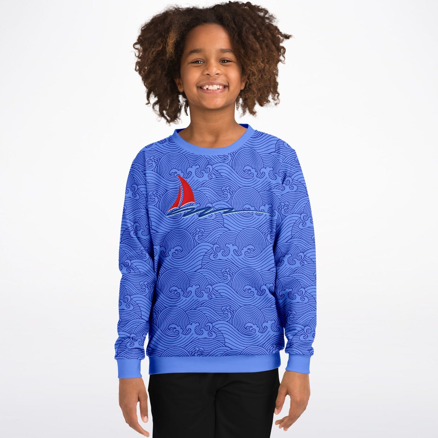 Waves and Ship Kids Poly Swearshirt