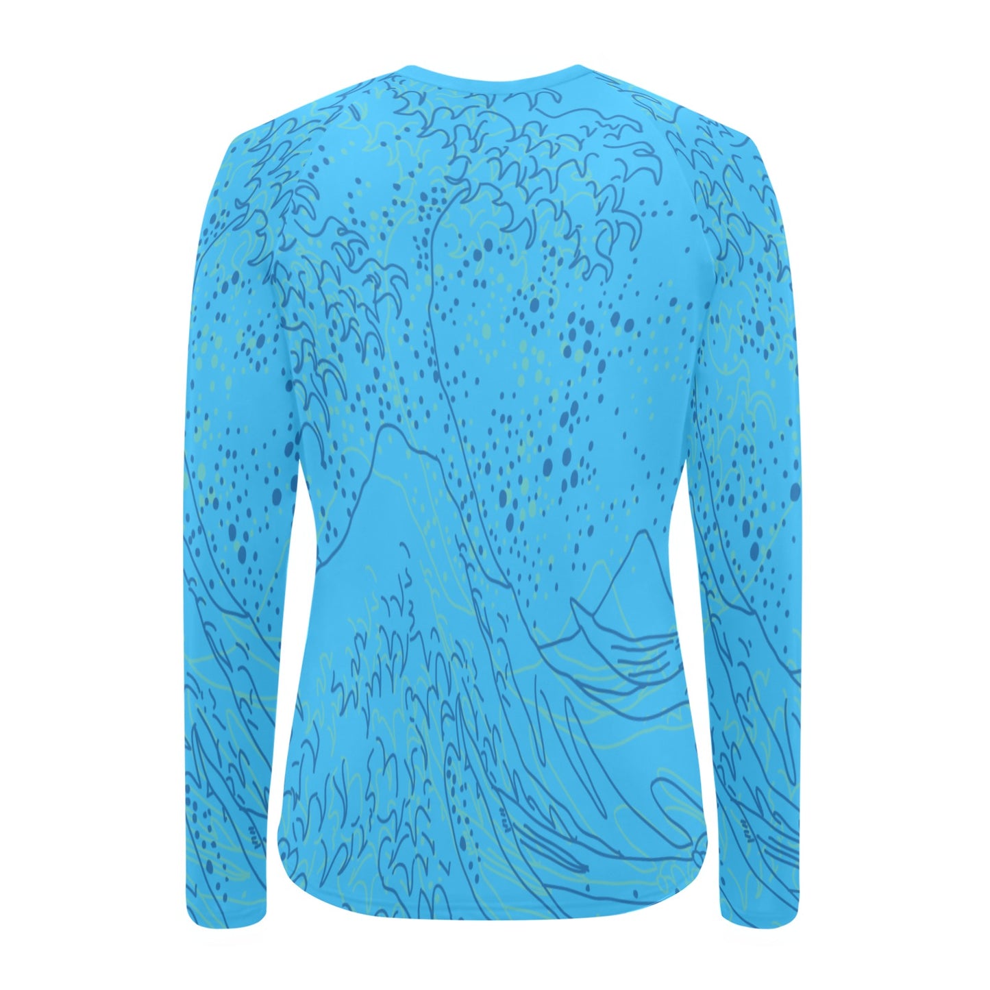 Bright Blue and Green Waves Women's Swim Shirt