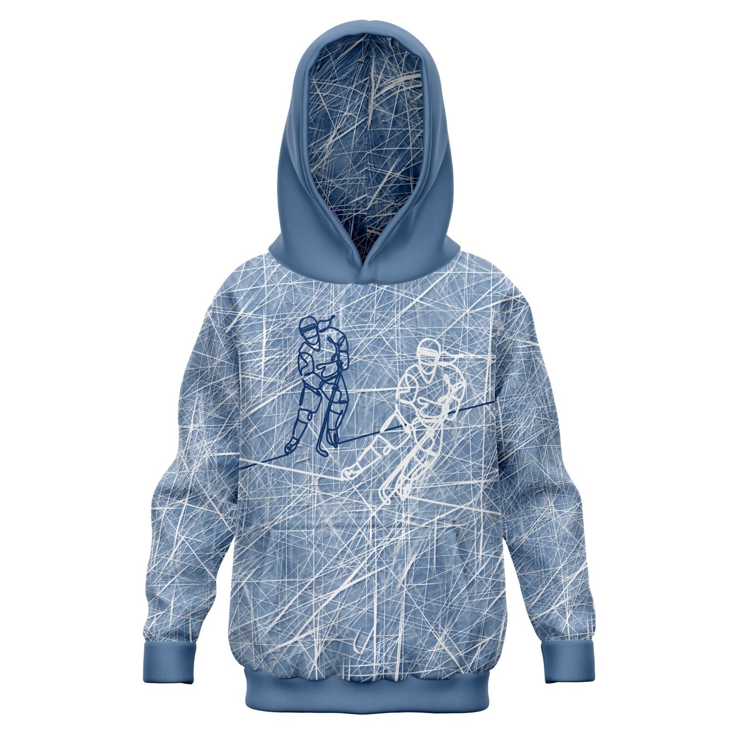 Grey-blue Ice Hockey Kids Hoodie