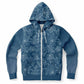 Blue Leaves Zip Hoodie Unisex
