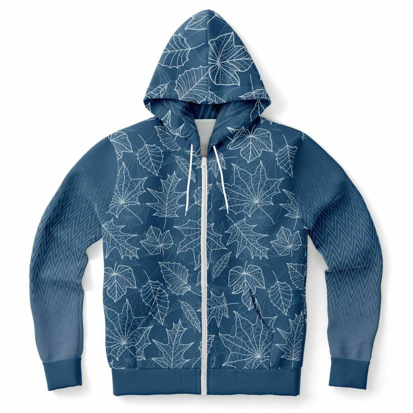 Blue Leaves Zip Hoodie Unisex