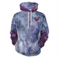 Marble Cotton Hoodie - grey/purple -dark red crane