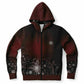 Dark Red Snowflake Zip Hoodie
