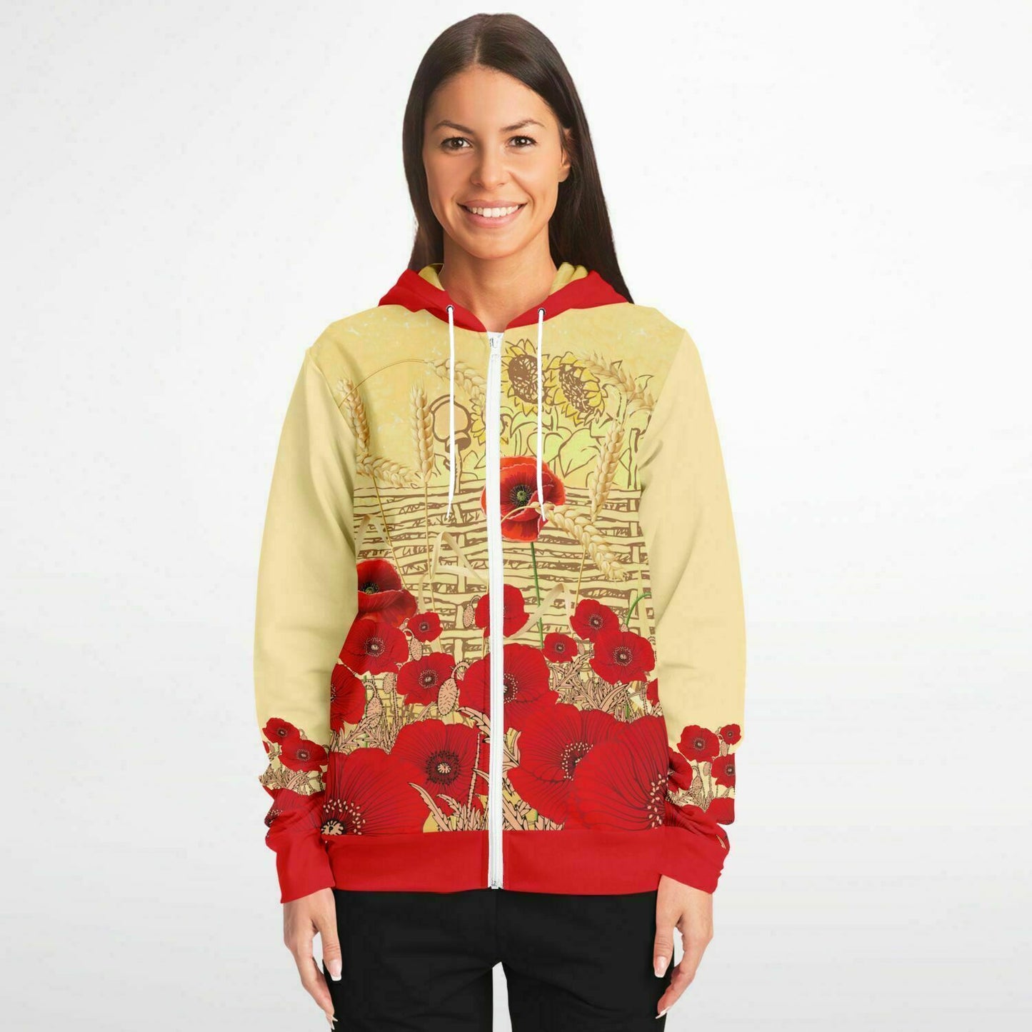 Ukraine Poppies Zip Hoodie