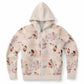 Pale Pink Leaves Zip Hoodie