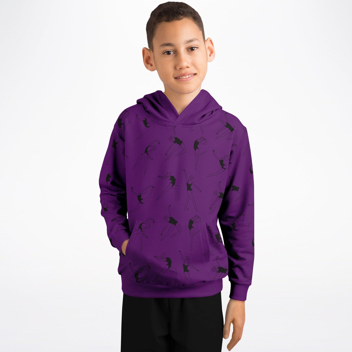 Purple Gymnastics 3 Kids Hoodie