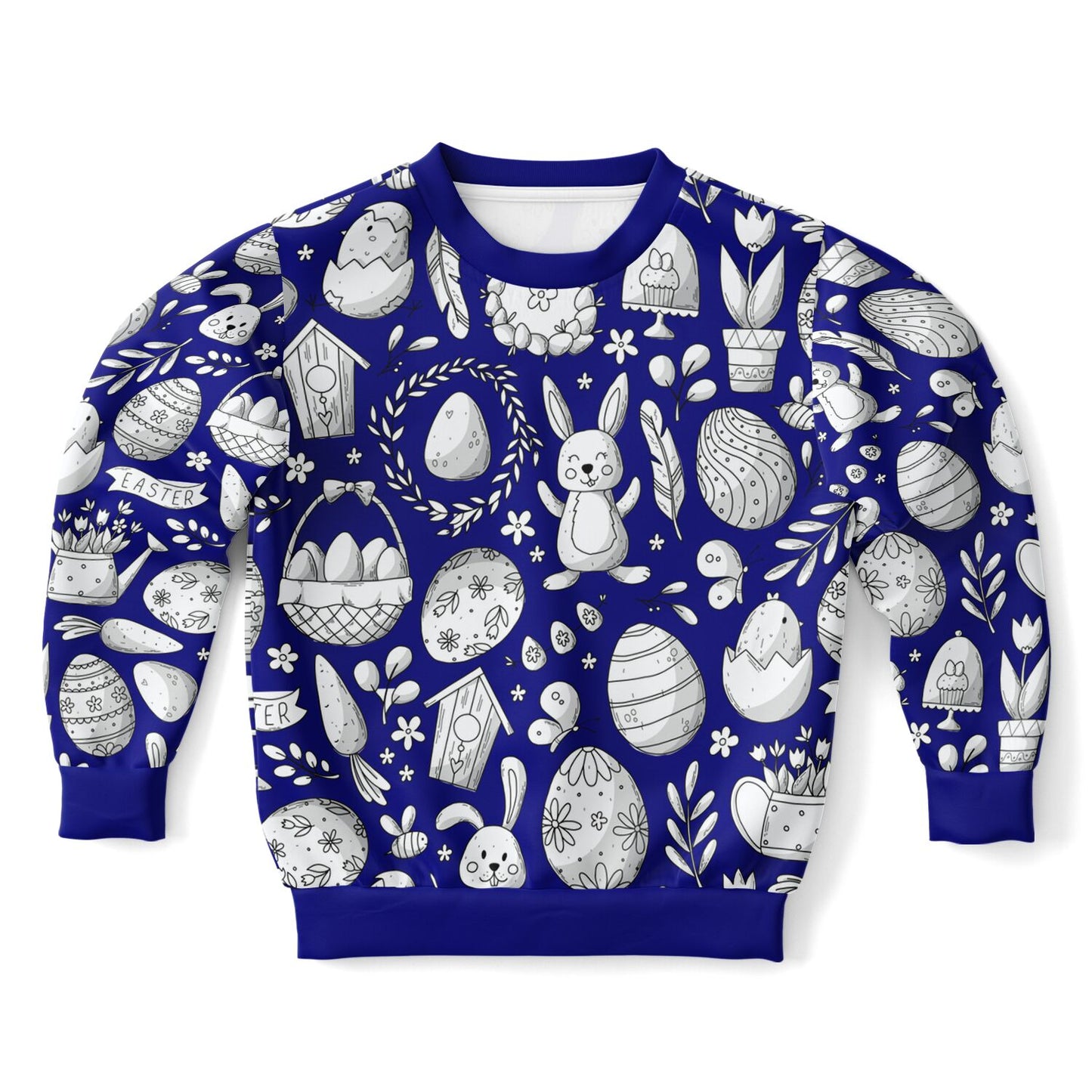 Easter Dark Blue Poly Kids Sweatshirt