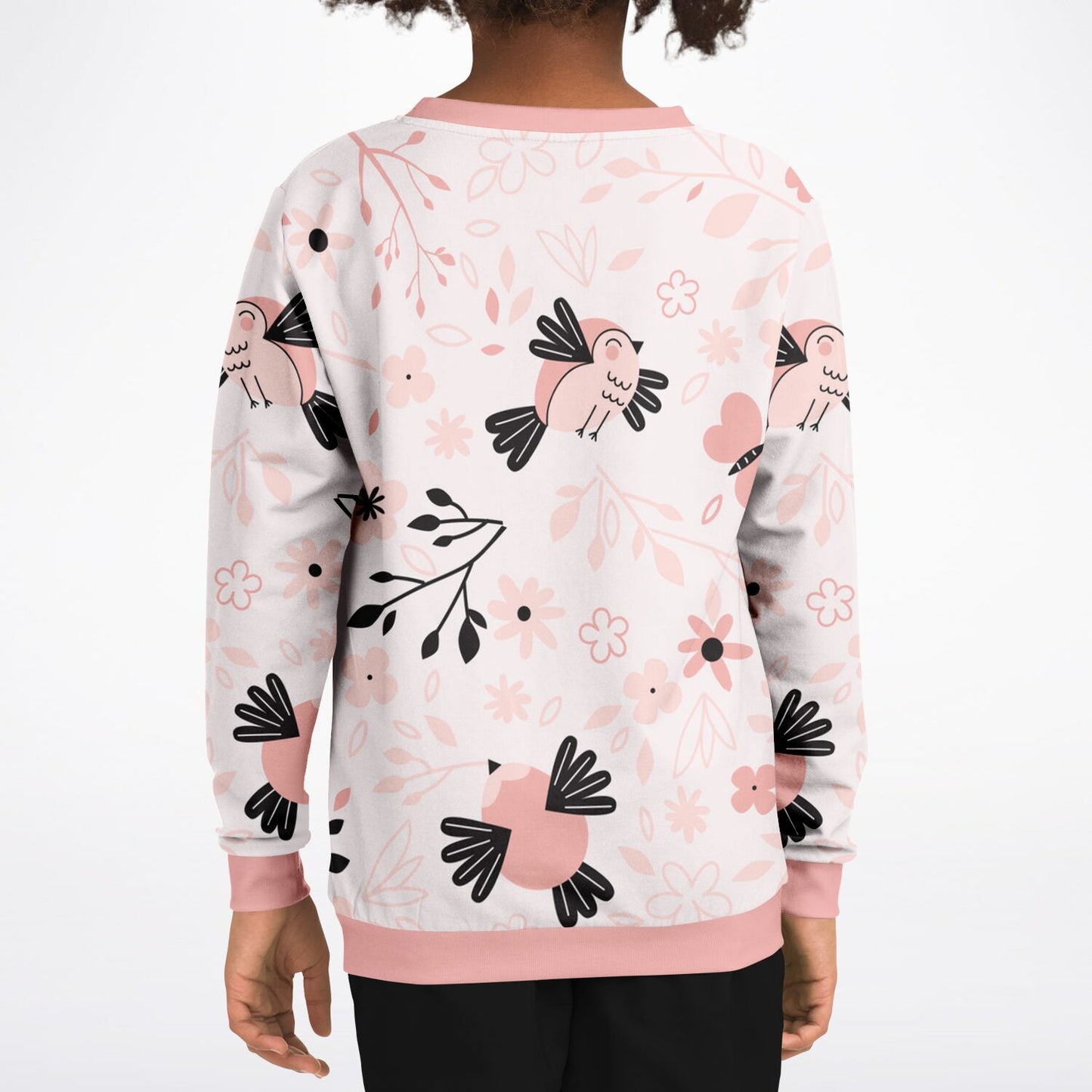 Spring Birds Pink Kids Sweatshirt