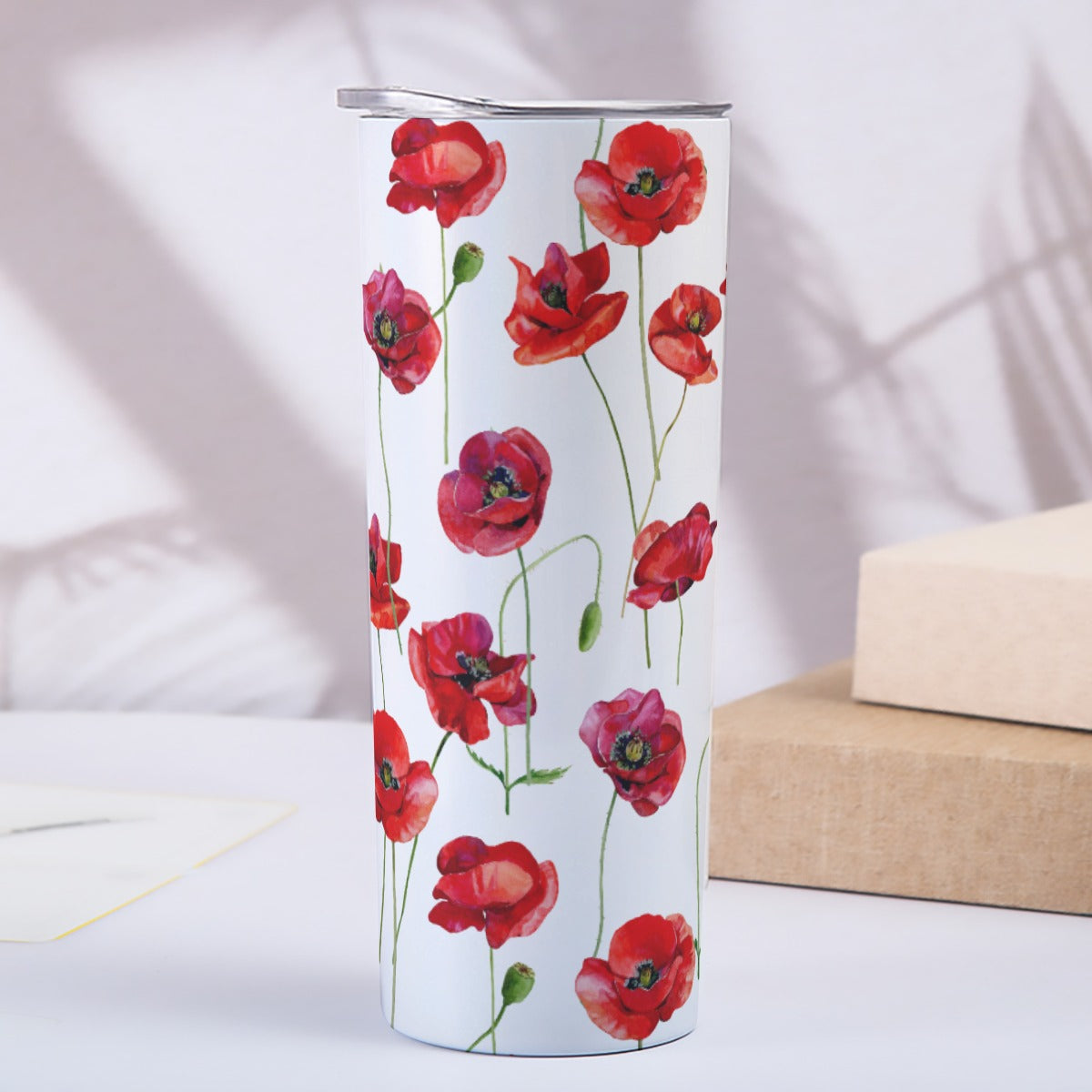 Red Poppies 20oz Skinny Tumbler Stainless Steel