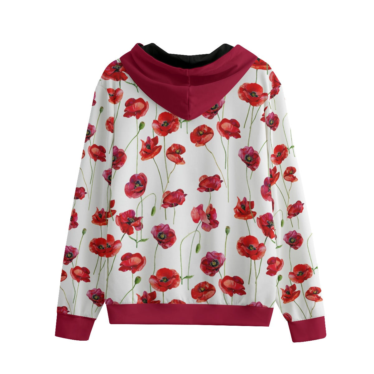 Red Poppies Unisex Hoodie With Zipper Closure | 310GSM Cotton
