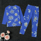 Daisies on Dark Blue Kid's Pajamas With Wide Ankles