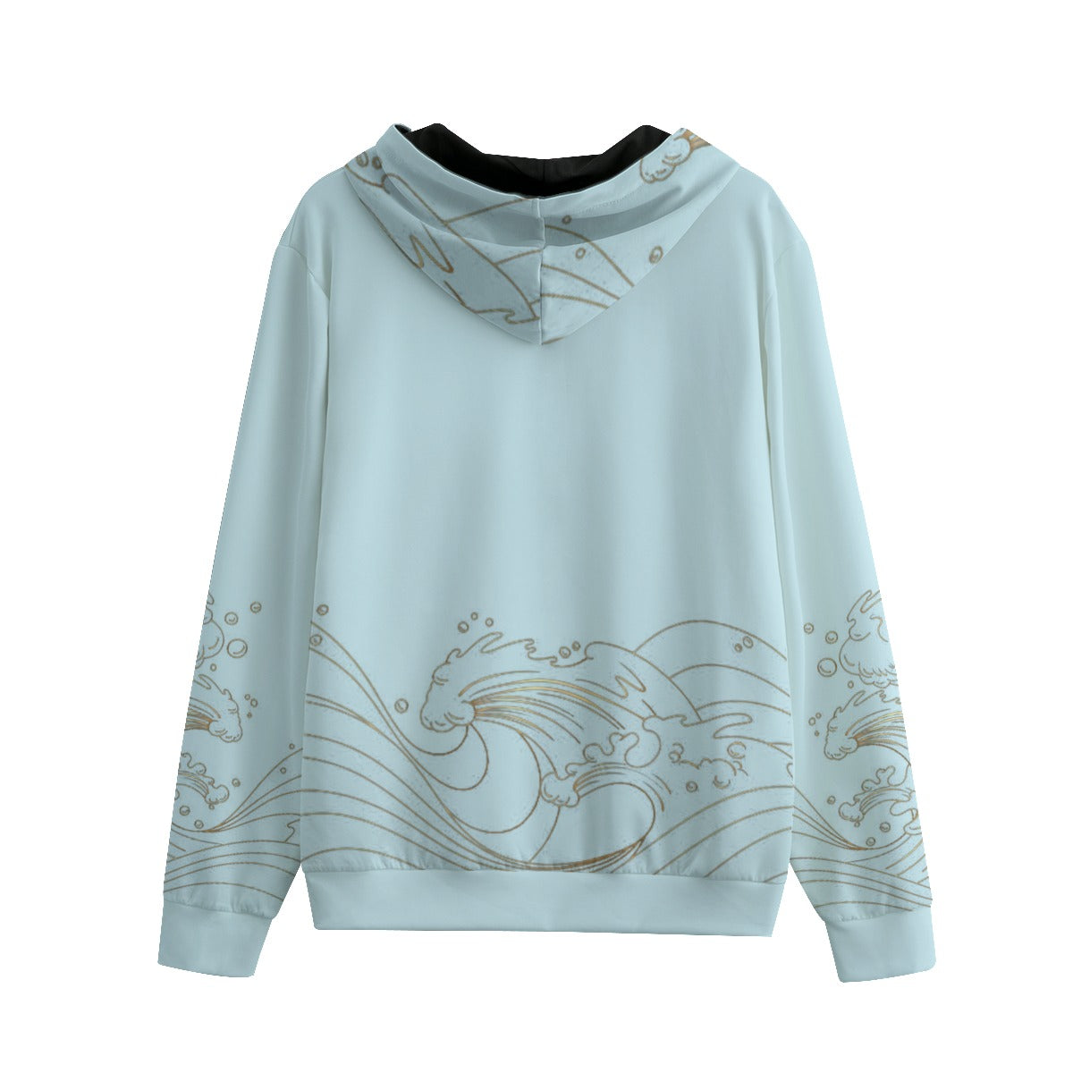 Light Blue Wave Unisex Hoodie With Zipper Closure | 310GSM Cotton