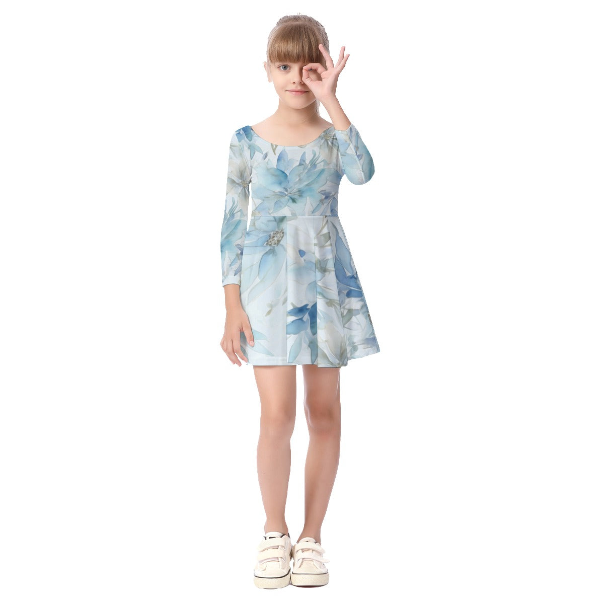 Dreamy Flowers Girl's Long Sleeve Dress