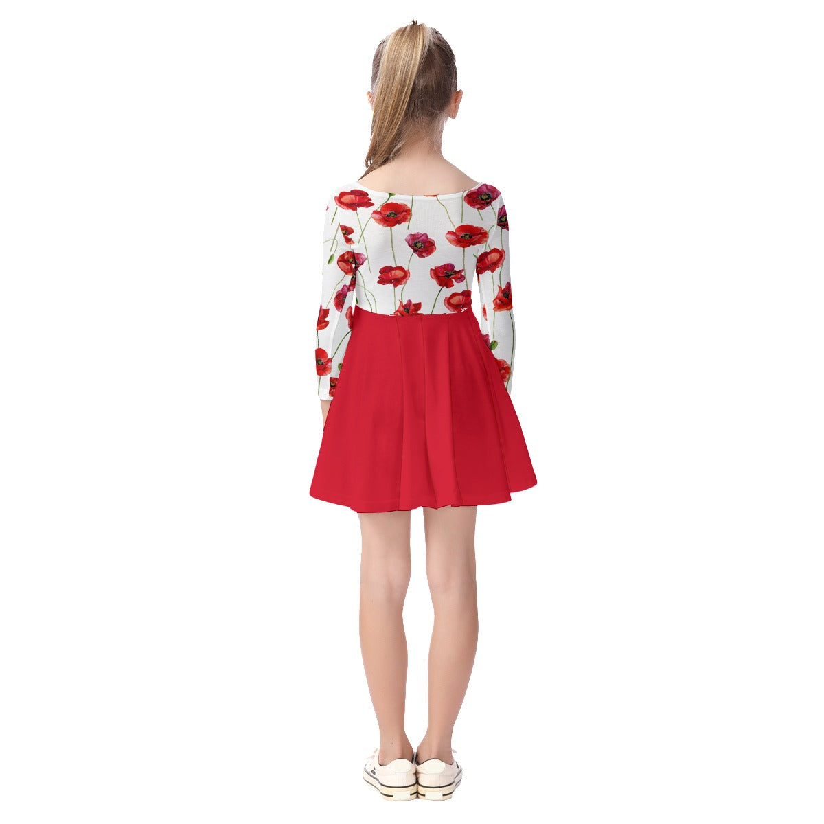 Red Poppies Kid's Long Sleeve Dress
