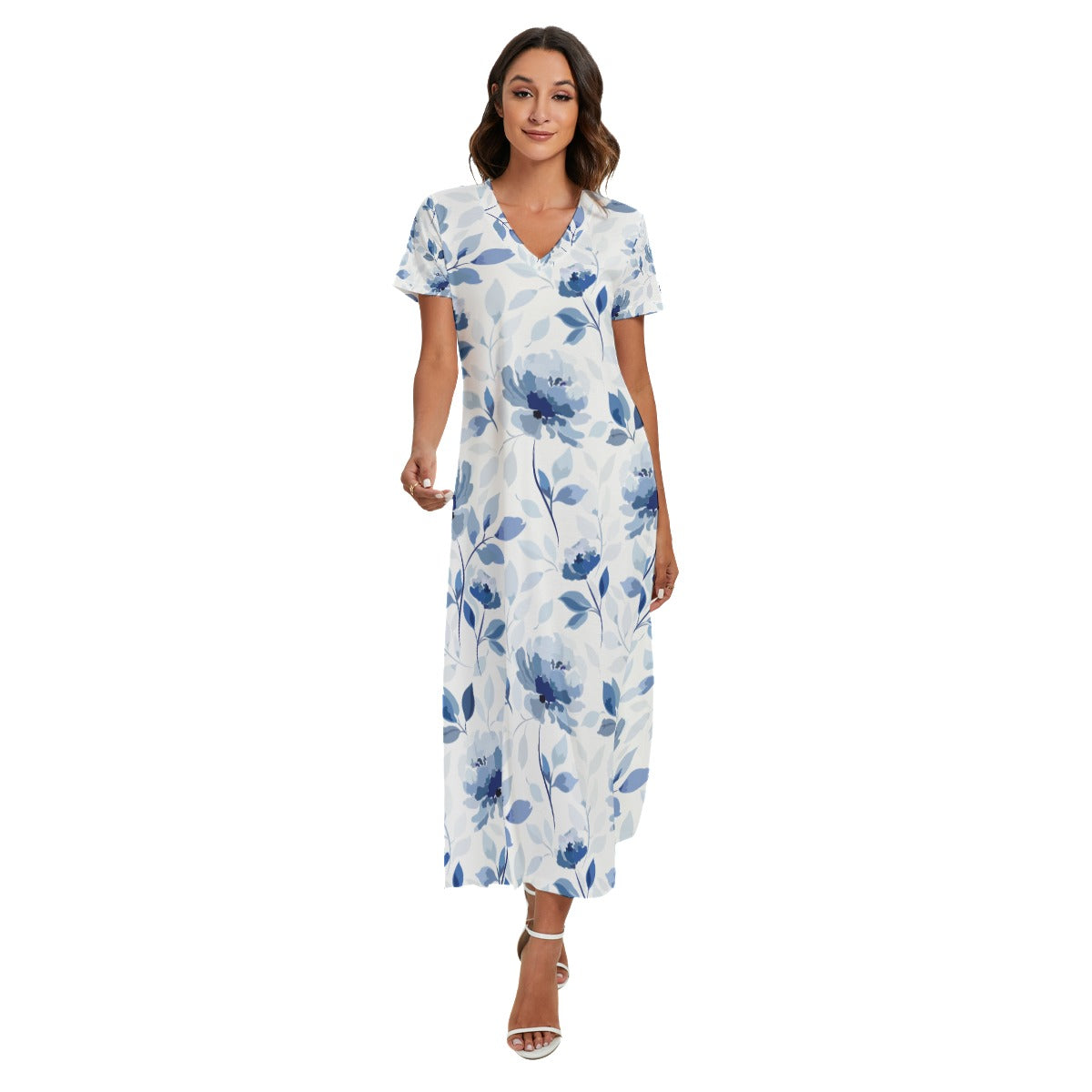 Blue Flowers Maxi Dress