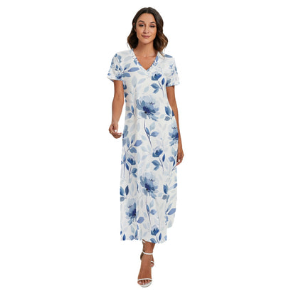 Blue Flowers Maxi Dress