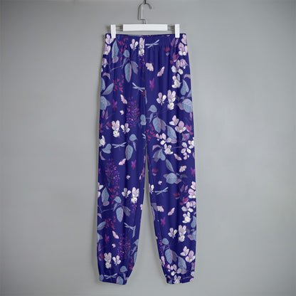 Summer Flowers Women's Sweatpants - purple on blue
