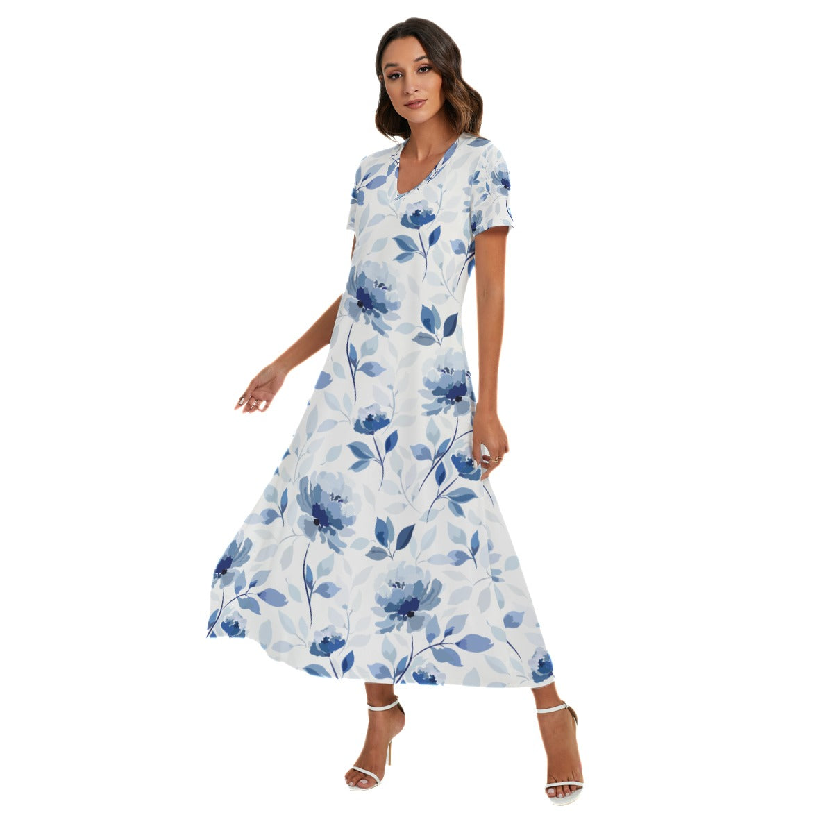 Blue Flowers Maxi Dress