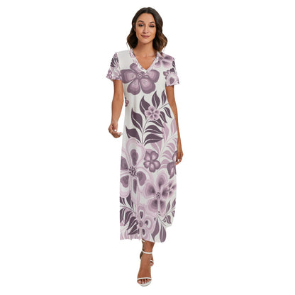 Purple flowers maxi dress