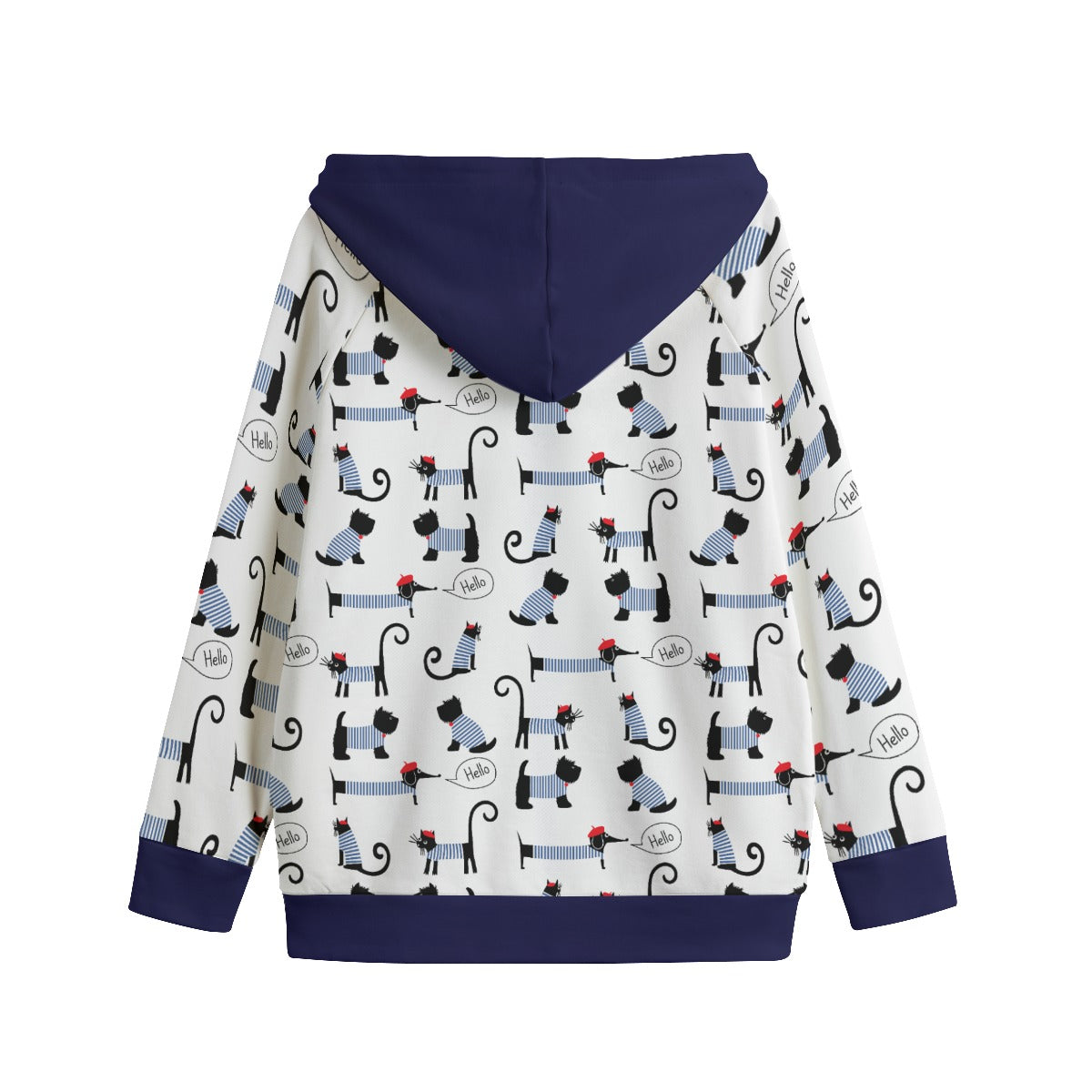 Marine Cats and Dogs Kids Cotton Zip Hoodie