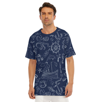 Dark Blue Marine Cotton T-shirt -full cover