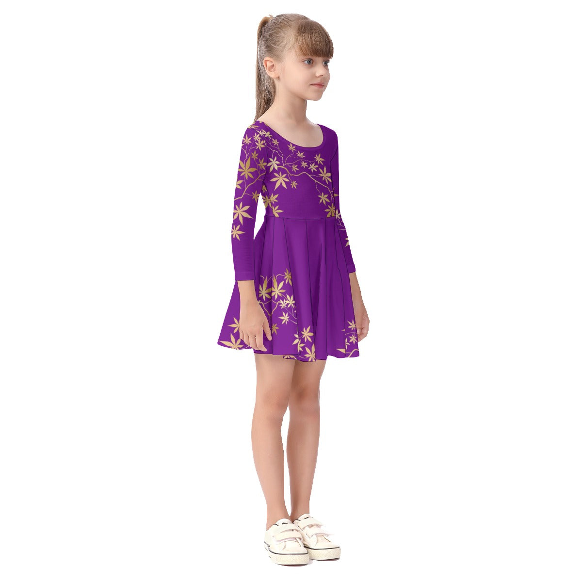 Dancing Queen Purple Girl's Long Sleeve Dress