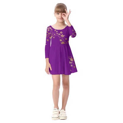Dancing Queen Purple Girl's Long Sleeve Dress