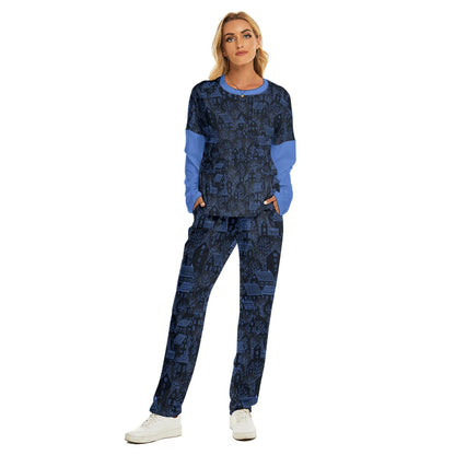 Winter Town Women's Pajama Suit - blue 1