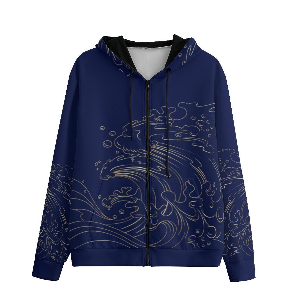 Blue Wave Unisex Hoodie With Zipper Closure | 310GSM Cotton