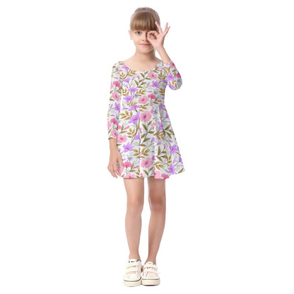 Summer Flowers 1 Girl's Long Sleeve Dress
