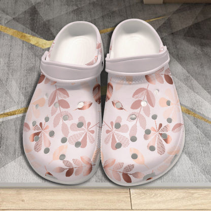 Golden Leaves Pink Women's Classic Clogs