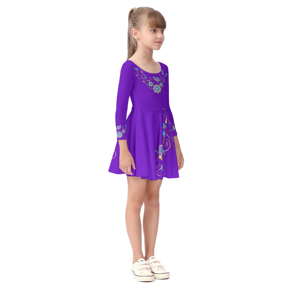 Purple Jewels Kid's Long Sleeve Dress
