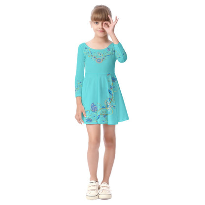 Turquoise Jewels Kid's Long Sleeve Dress