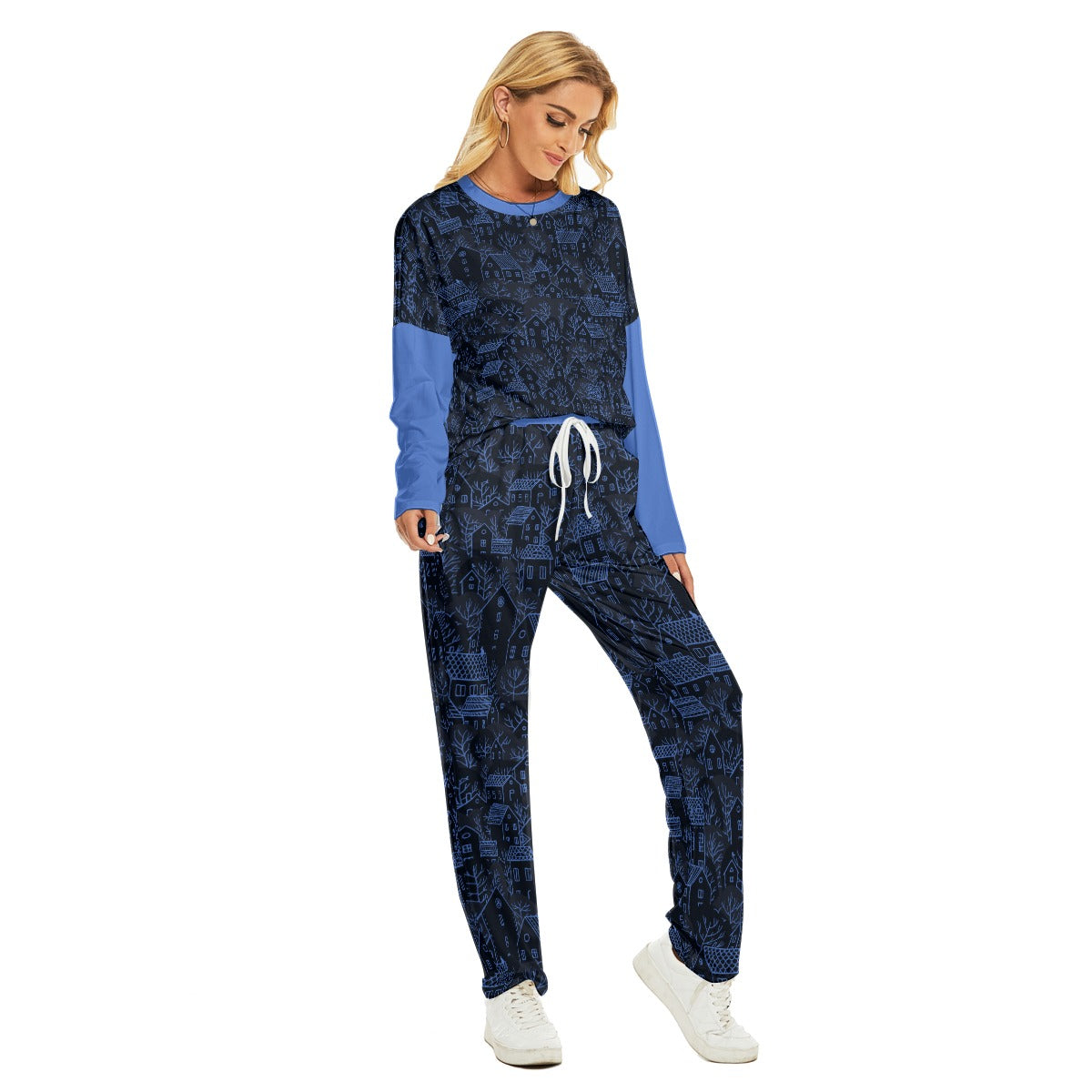 Winter Town Women's Pajama Suit - blue 1