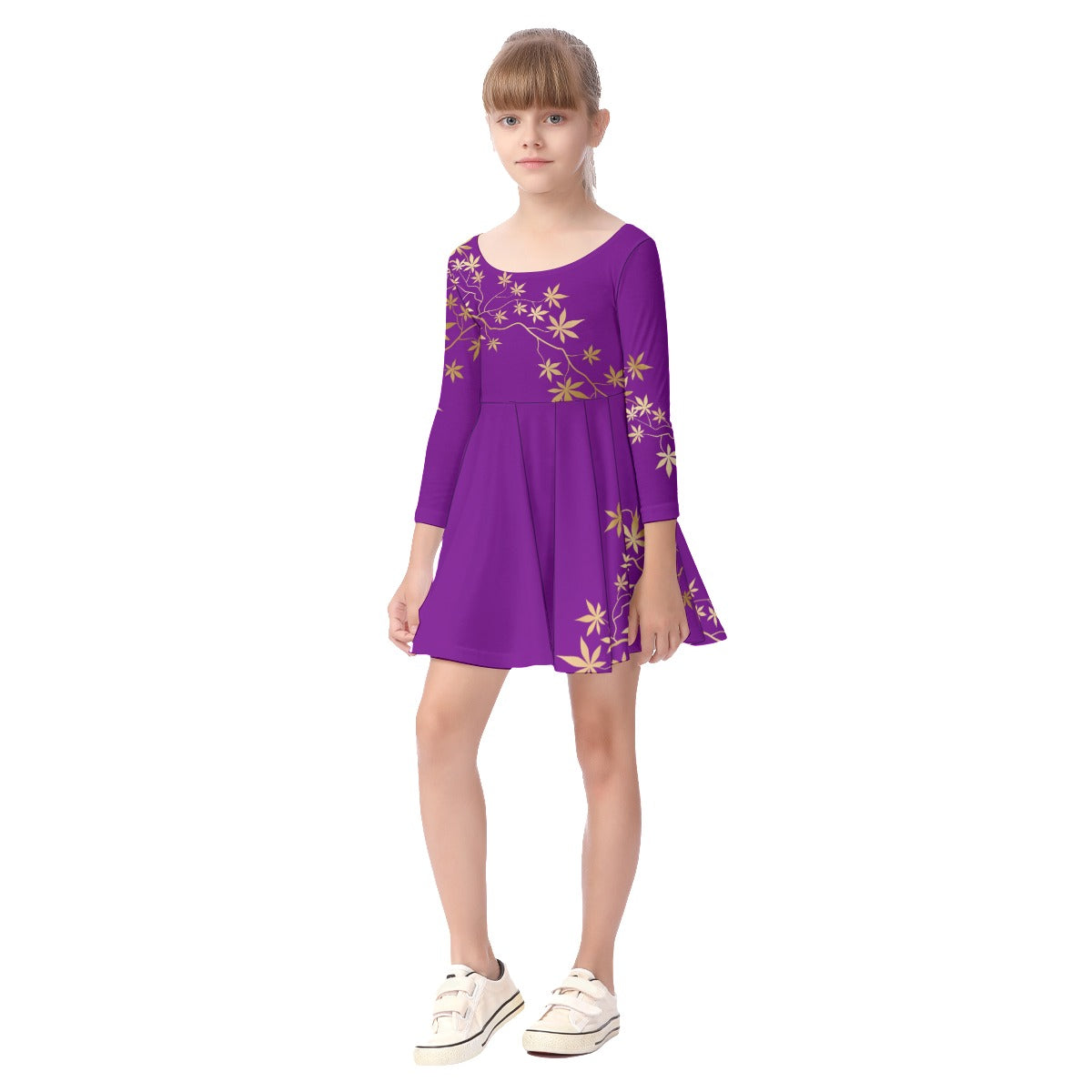 Dancing Queen Purple Girl's Long Sleeve Dress