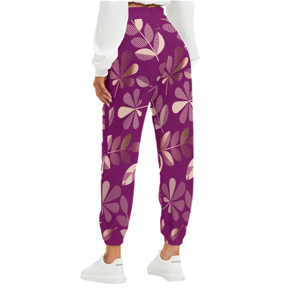 Berry Gold Leaves Women's Pants With Drawstring