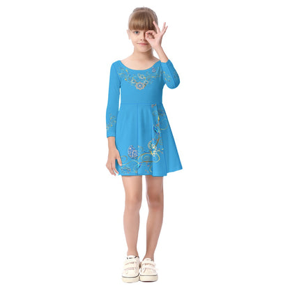 Bright Blue Jewels Kid's Long Sleeve Dress