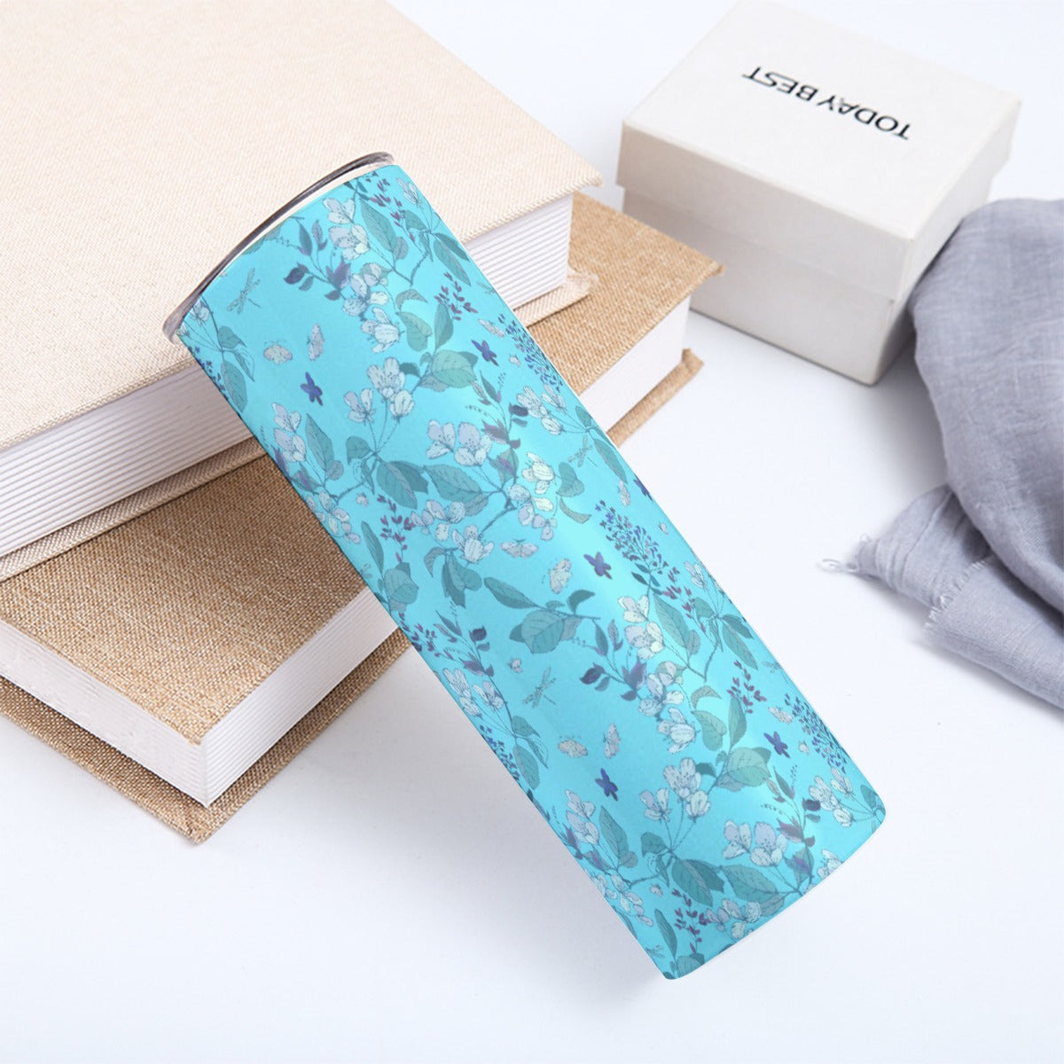 Blue Flowers Skinny Tumbler 20OZ