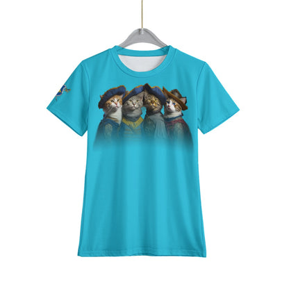 Bright Blue Musketeers Cats Kid's T-Shirt