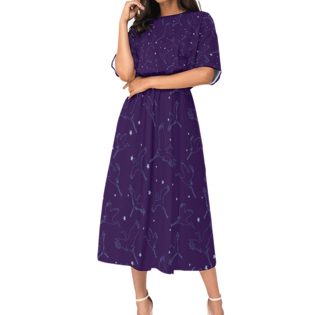 Purple Cranes Maxi Dress
