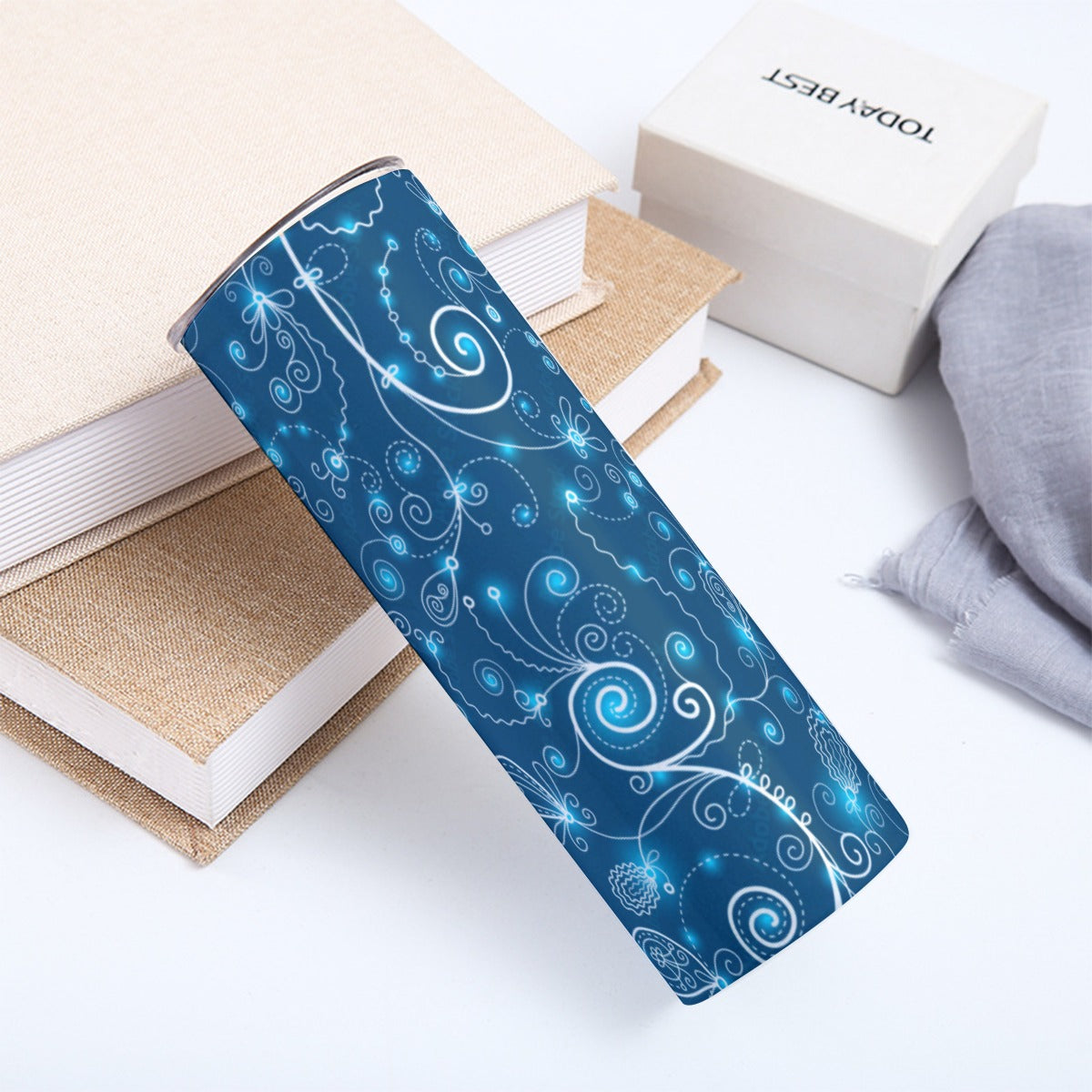 Blue Christmas Lights Skinny Tumbler 20OZ