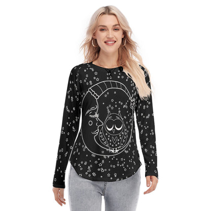 Owl on the Moon Women's  Long Sleeves Blouse