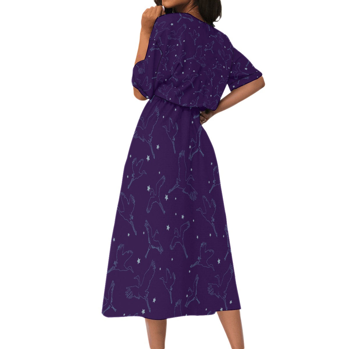 Purple Cranes Maxi Dress