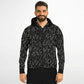 Black Silver Leaves Zip Hoodie - extra bright