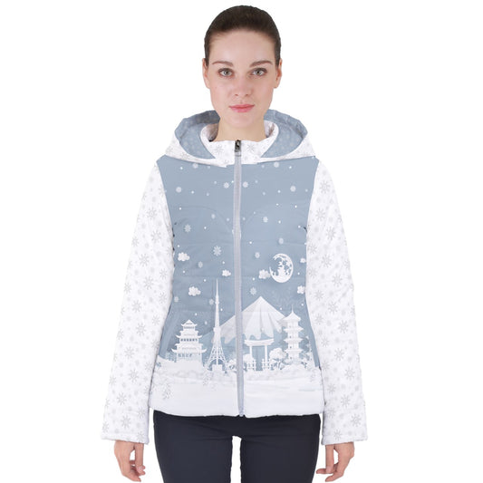 Snow in Japan Light Blue Puffer Jacket