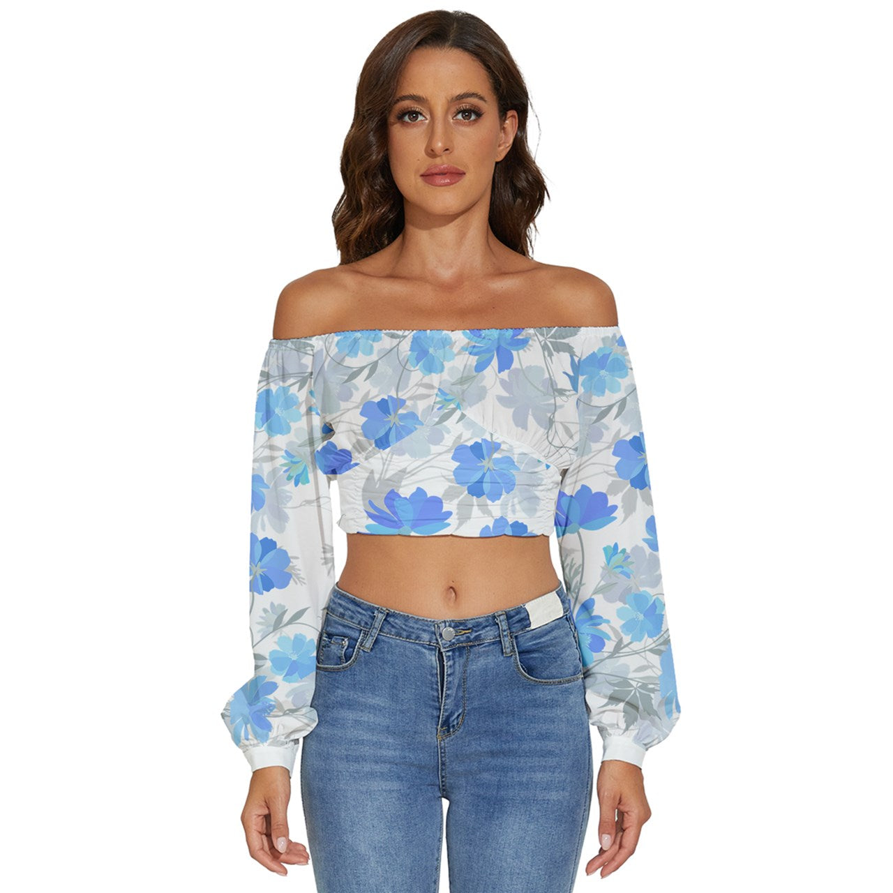Blue Flowers Crop Top